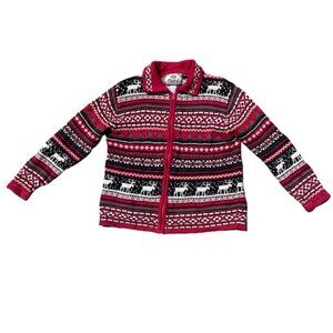 Vintage Tiara International Heavy Knit Red Full Zip Christmas Cardigan Sweater